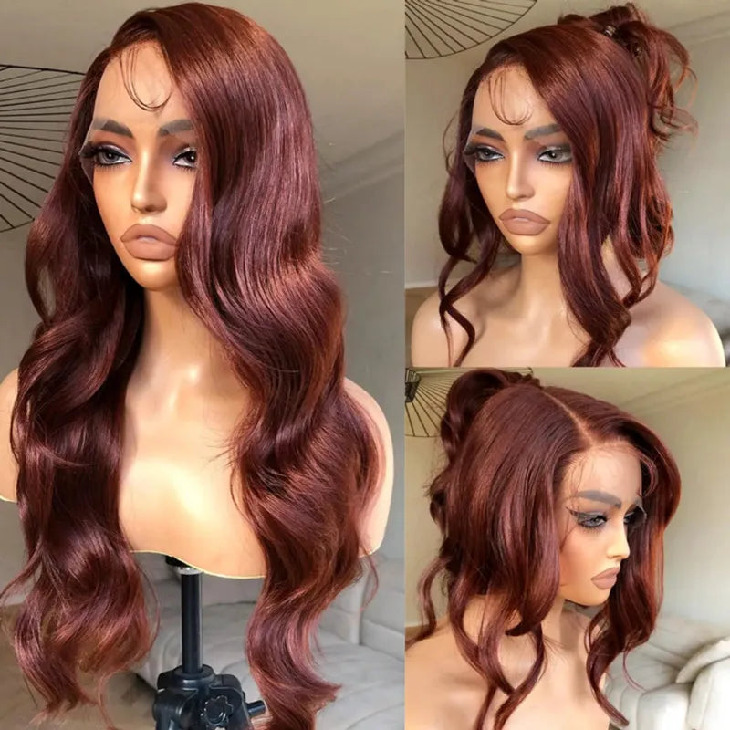 Reddish Brown 360 HD Transparent Lace Frontal Wigs Body Wave & Straight Pre Plucked 100% Human Hair
