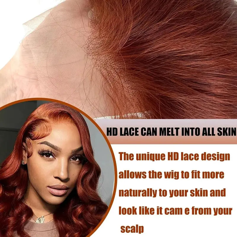 Reddish Brown 360 HD Transparent Lace Frontal Wigs Body Wave & Straight Pre Plucked 100% Human Hair