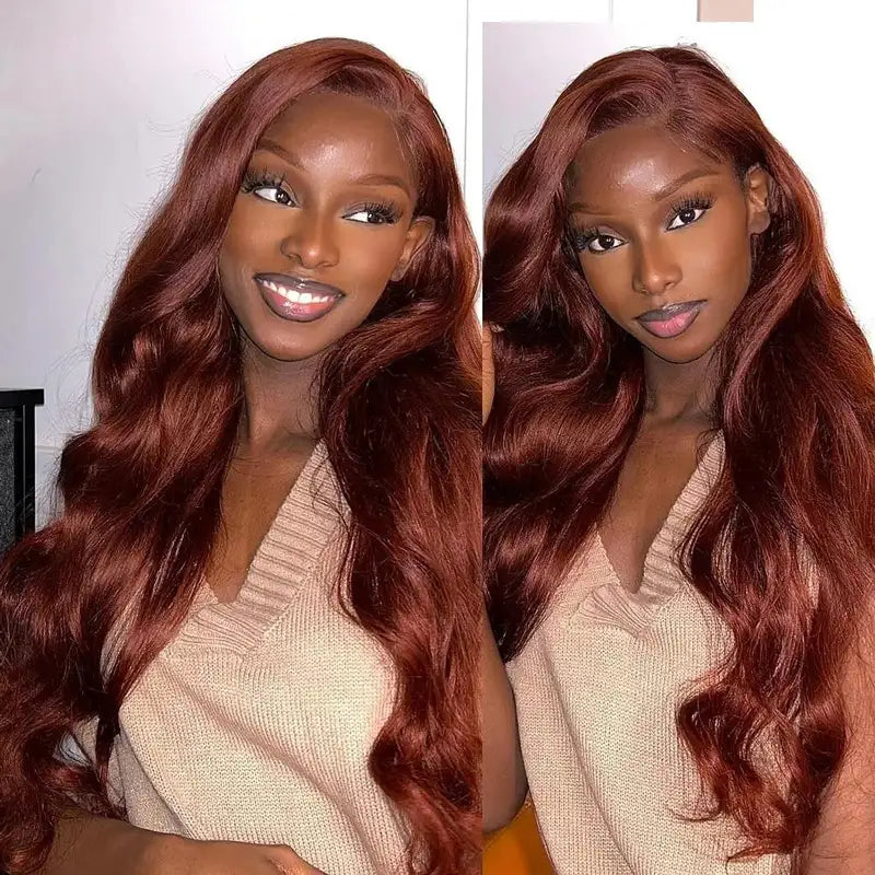 Reddish Brown 360 HD Transparent Lace Frontal Wigs Body Wave & Straight Pre Plucked 100% Human Hair