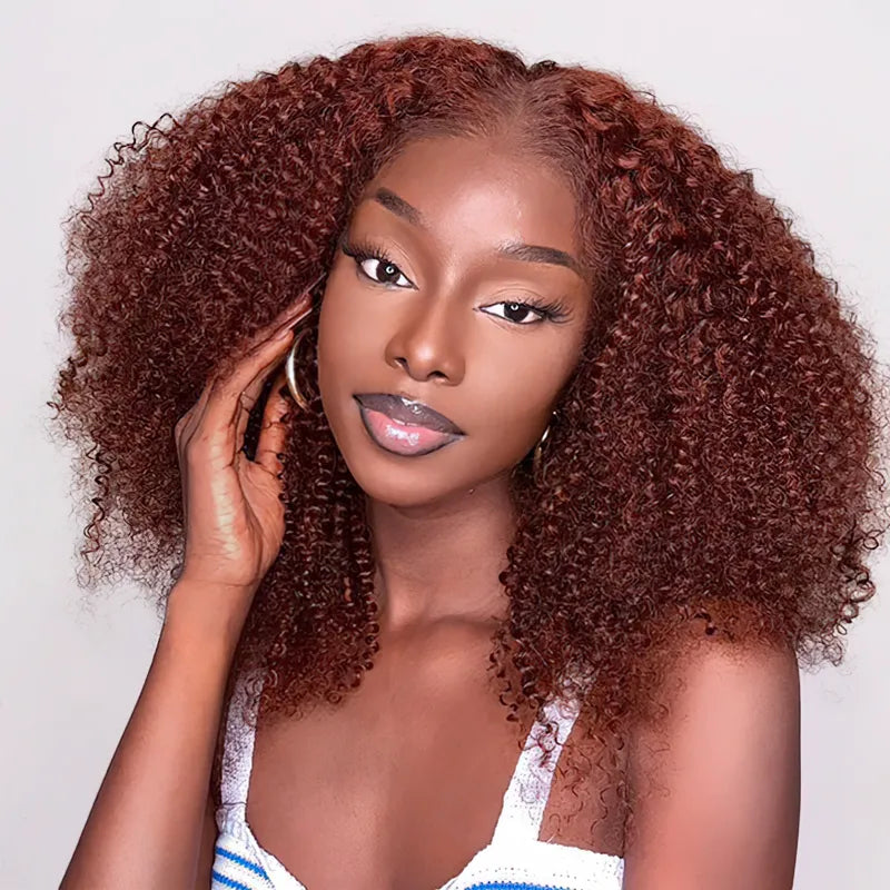 Precut Glueless Kinky Curly Lace Closure Ready To Wear Wig with Pre Plucked Hairline & Bleached Knots