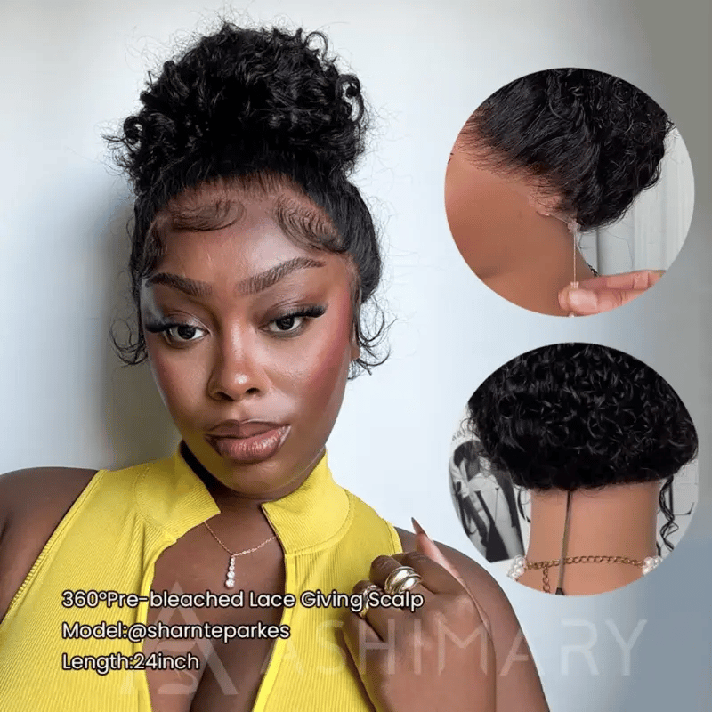 Water Wave Invisi Strap Snug Fit 360 Transparent Lace Frontal Bleached Knots Pre Cut Lace Wig