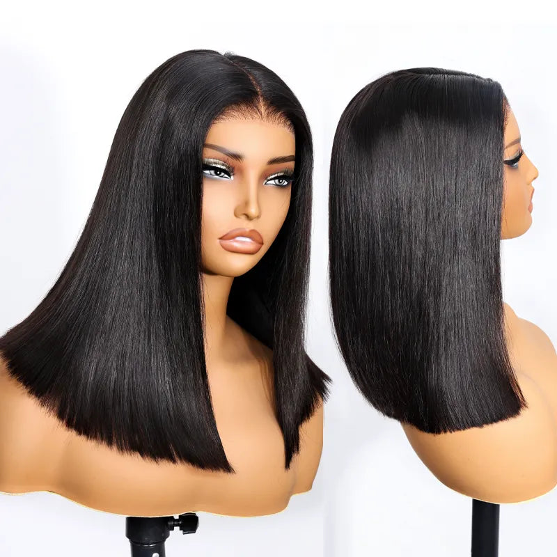 Double Drawn High Density Pre-Cut Lace Bob 13x4 Pull Go Transparent Lace Frontal Wigs Pre Bleached Knots