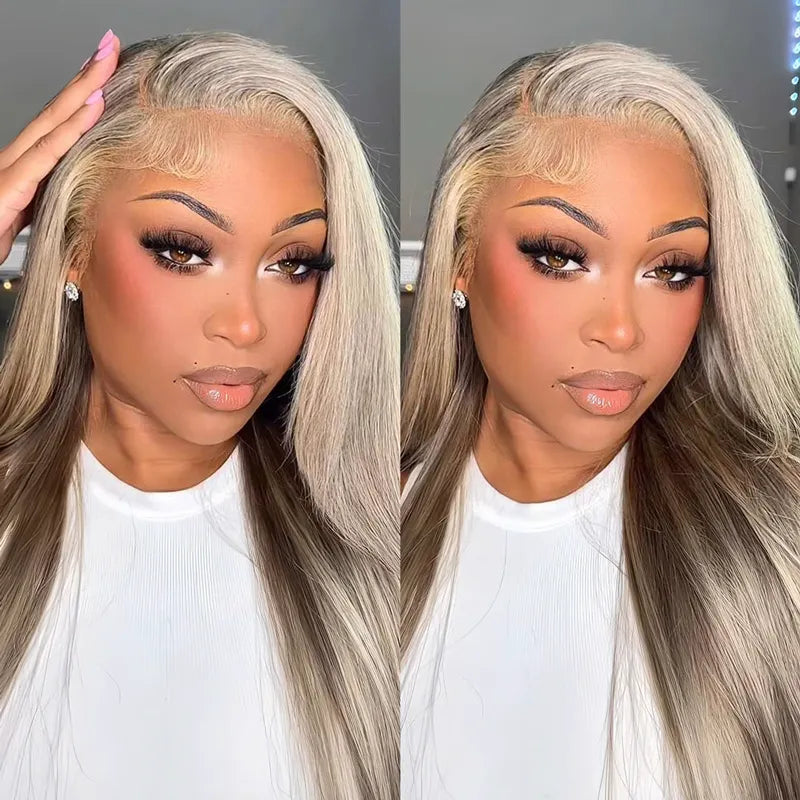 Ashimary Ash Blonde Straight Hair Lace Frontal Wigs Online For Sale
