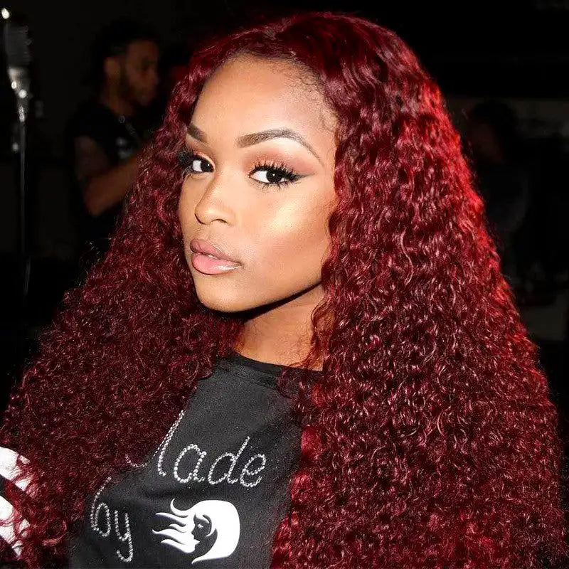 99J Burgundy Curly Wig 360 Frontal Wigs Ashimary Virgin Hair Front Wigs