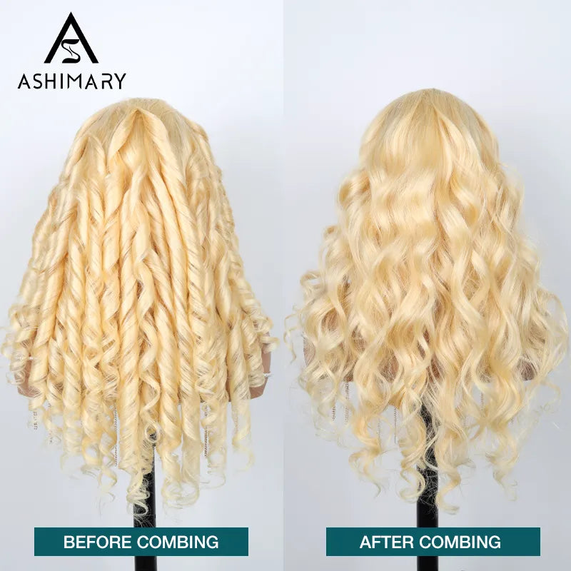 Ashimary Upgrade 360 Skin Lace Frontal with Invisi Strap Blonde 613 Body Wave Glueless Wig No Gel Needed Breathable Human Hair wig