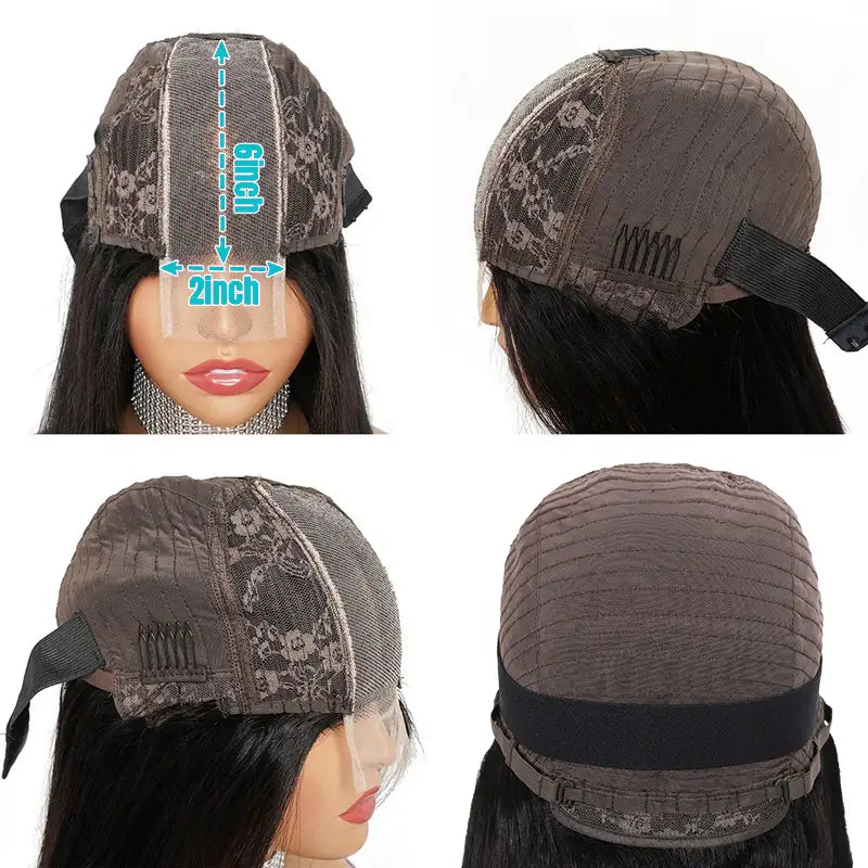 Vietnamese Super Double Drawn Human Hair 2x6 Lace Closure Bone Straight Human Hair Wig