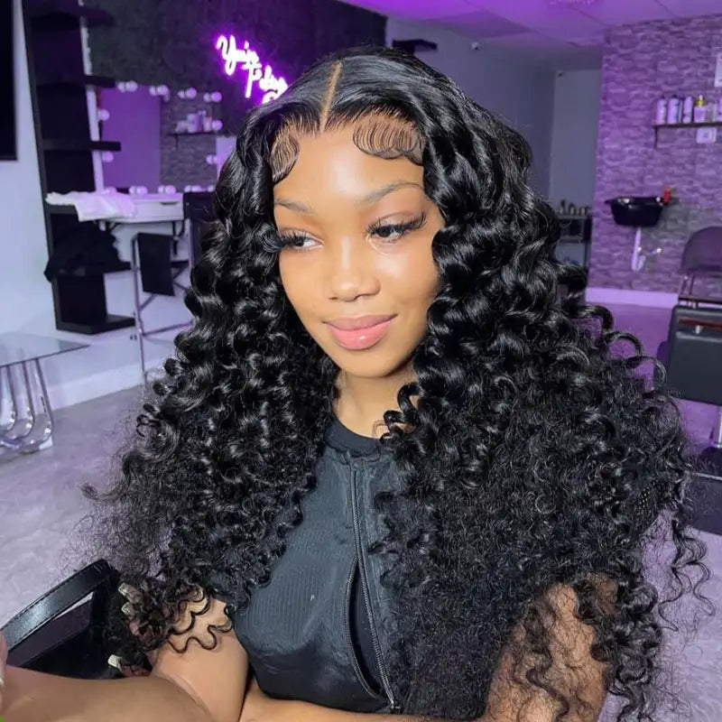 Wand Curls on Wig 13x4 Transparent HD Lace Front Curly Hair Lace Wig Luxury Customization