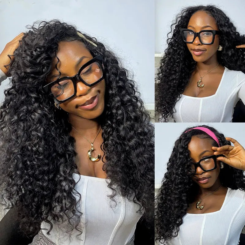 Wear Go Water Wave Half Wig With Drawstring 3 in 1 Glueless Flexible Fit Human Hair Wig