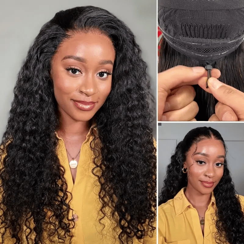 Pull Go 13x6 Full Wig Water Wave Transparent Lace Wig Natural Black Color