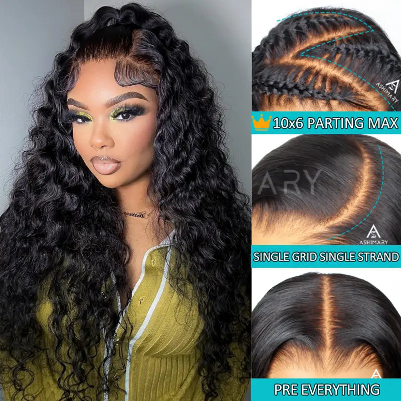 Ashimary Water Wave 10x6 Parting Max Glueless Bye Bye Knots Wig Pre Cut Lace Wigs