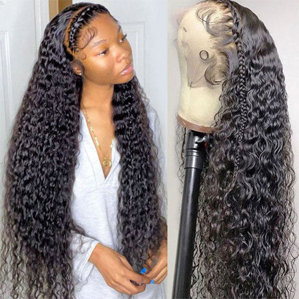 Pull Go 13x6 Full Wig Water Wave Transparent Lace Wig Natural Black Color