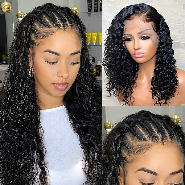 Pull Go 13x6 Full Wig Water Wave Transparent Lace Wig Natural Black Color