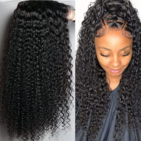 Vacation Vibes Kinky Curly 13x4 Invisible HD Transparent Lace Front Wigs Ready to Wear Pre Bleach Knots & Plucked Hairline & Pre-cut lace