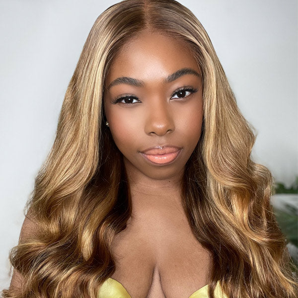 Ready to Wear Highlight Body Wave Glueless 13x4 HD Lace Wig with Pre Cut Lace & Bleached Knots