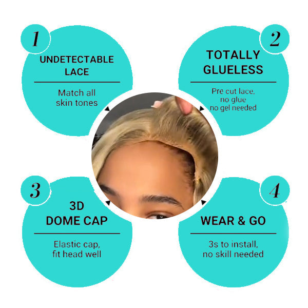 Wear & Go Blonde Balayage on Brown Highlight Pre Cut 4x4 & 5x5 Transparent Lace Straight Wigs